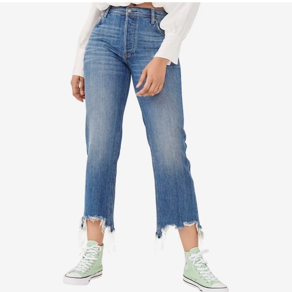 We the Free Maggie Ripped Crop Straight Leg Jeans